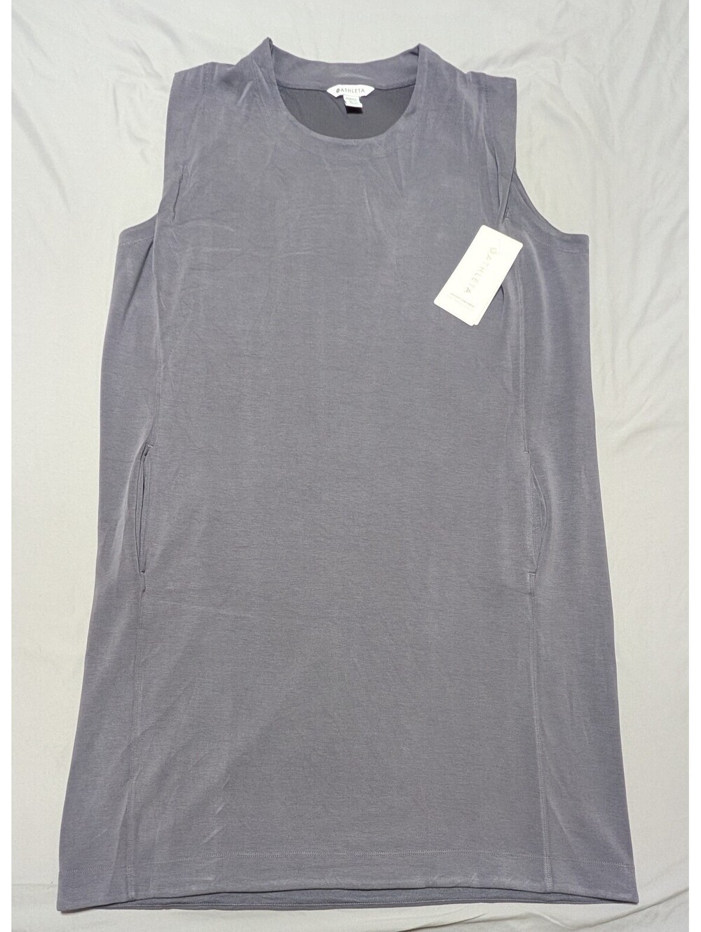 NWT Athleta Seasoft Tank Dress Gray XL Tall Doubleknit Pockets